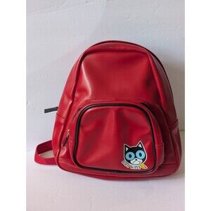 Fred Is Red Bad Kitty Vinyl Leather Red Small Backpack Purse